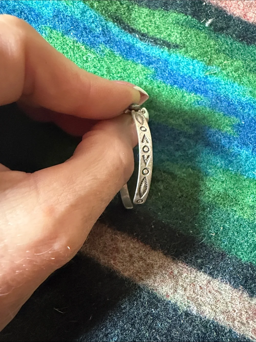 Vintage 925 Sterling silver cuff Bracelet with 7 Green turquoise stones